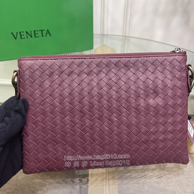 Bottega veneta高端女包 98036酒紅色 寶緹嘉薄款鏈條包 BV經典款胎牛皮手工編織鏈條女包  gxz1344